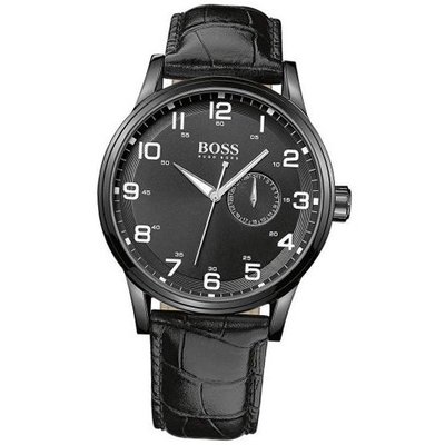 uBOSS Black by Hugo Boss BOSS Black 'Aviator' Round Leather Strap 