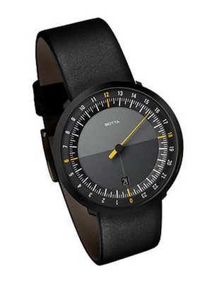 UNO 24 BLACK EDITION - ONE HAND by Botta-Design (Rubber Strap) - 229012BE