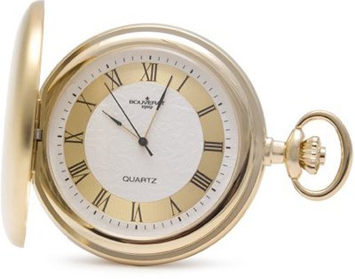 Bouverat 1919 Brushed Satin Case Full Hunter Quartz Roman Pocket with Silver Dial BV821101