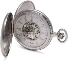 Bouverat 1919 Double Opening Brushed Satin Case Full Hunter Mechanical Roman Pocket with White Dial BV824202