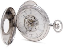 Bouverat 1919 Double Opening Polished Case Half Hunter Mechanical Roman Pocket with White Dial BV824204