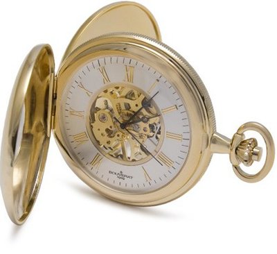 Bouverat 1919 Double Opening Polished Case Half Hunter Mechanical Skeleton Pocket with White Dial BV824104