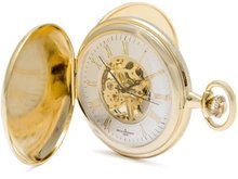 Bouverat 1919 Double Opening Shield Case Full Hunter Mechanical Roman Pocket with Silver Dial BV824105