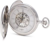 Bouverat 1919 Double Opening Shield Case Full Hunter Mechanical Roman Pocket with Silver Dial BV824205