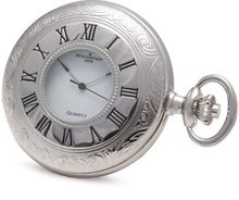 Bouverat 1919 Patterned Case Full Hunter Quartz Roman Pocket with White Dial BV821203