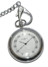 Bouverat BV83201 Quartz Arabic Open Face Pocket with Chrome Case including Chain