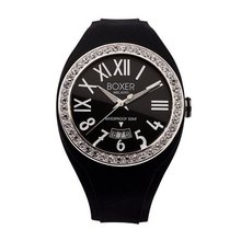 Boxer Milano Unisex Quartz with Black Dial Analogue Display and Black Rubber Strap BOX 40 Z BK