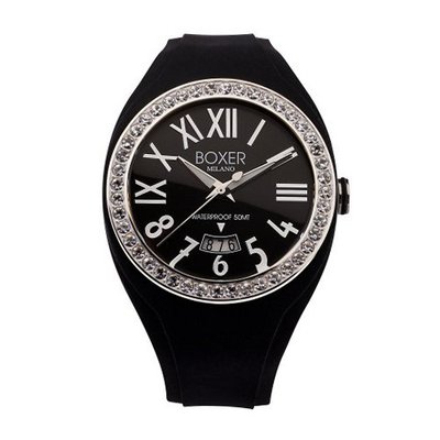 Boxer Milano Unisex Quartz with Black Dial Analogue Display and Black Rubber Strap BOX 40 Z BK