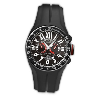 Boxer Milano Unisex Quartz with Black Dial Chronograph Display and Black Rubber Strap BOX 48 CR BK