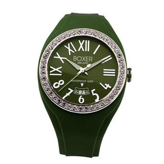 Boxer Milano Unisex Quartz with Green Dial Analogue Display and Green Rubber Strap BOX 40 Z GR