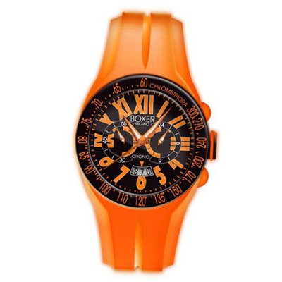 Boxer Milano Unisex Quartz with Orange Dial Chronograph Display and Orange Rubber Strap BOX 48 CR OR