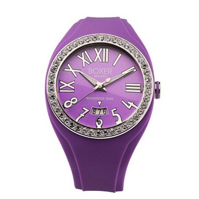 Boxer Milano Unisex Quartz with Purple Dial Analogue Display and Purple Rubber Strap BOX 40 Z VL