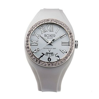 Boxer Milano Unisex Quartz with White Dial Analogue Display and White Rubber Strap BOX 40 Z WH