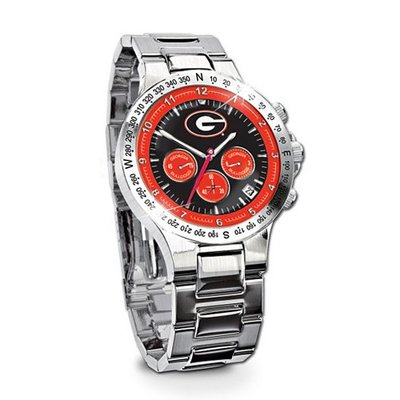 uBradford Exchange Georgia Bulldogs Stainless Steel Chronograph Collector's 