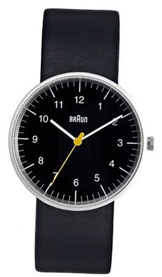 Braun Analog Black Face, Black Leather Band 38mm