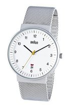 Braun Analog White Face, Steel Mesh Band 40mm