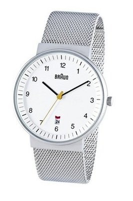 Braun Analog White Face, Steel Mesh Band 40mm