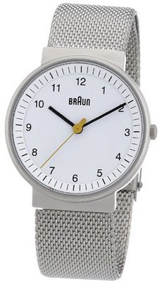 Braun BN0031WHSLMHL Classic Mesh Analog Display Quartz Silver