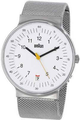 Braun BN0082WHSLMHG Classic Mesh Analog Display Quartz White