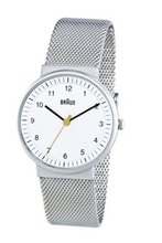 Braun Ladies Analog Wrist - White Face, Stainless Steel Mesh Band