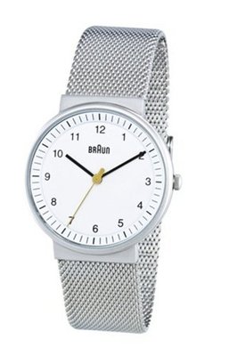 Braun Ladies Analog Wrist - White Face, Stainless Steel Mesh Band
