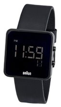 Braun \'s Square Digital - Black Face, Black Leather Band