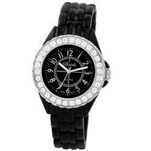 Breda 1625-Black "Avery" Rhinestone Encrusted Sleek Metal