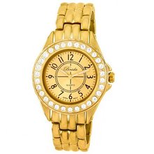 Breda 1625-Gold "Avery" Rhinestone Encrusted Sleek Metal