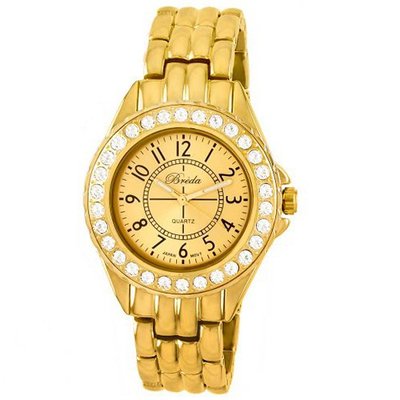 Breda 1625-Gold "Avery" Rhinestone Encrusted Sleek Metal