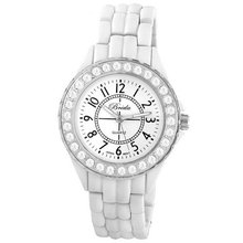 Breda 1625-White "Avery" Rhinestone Encrusted Sleek Metal