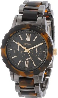 Breda 1632-gun/tort Nora Tortoise Shell Bezel and Black Dial