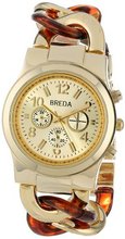 Breda 2331-tortgold Locklin Sleek Dial Tortoise Shell And Gold Circular Links Band