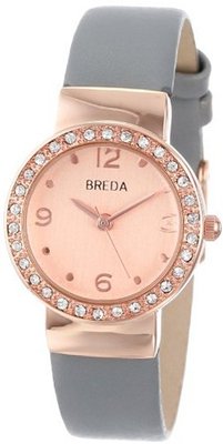 Breda 2368-rosegold/grey "Jennifer" Rose Gold-Tone, Gray faux leather, and Rhinestone