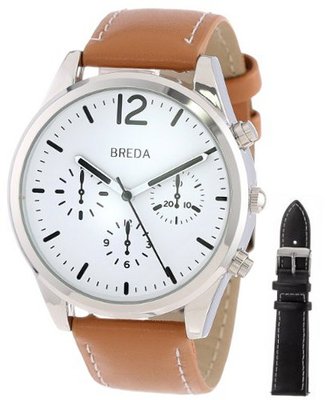 Breda 2369-setB "James" Pilot-Style faux leather Set with Two Interchangeable faux leather Bands