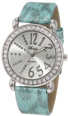 Breda 5151_blue "Paige" Rhinestone Bezel Python Faux Leather