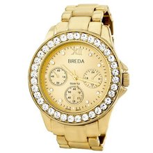 Breda 5169-gold "Sawyer" Rhinestone Bezel Metal Band