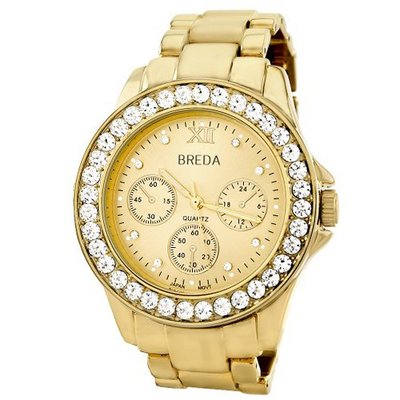 Breda 5169-gold "Sawyer" Rhinestone Bezel Metal Band