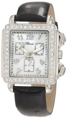 Breda 5172-Black "Sarah" Rectangular Rhinestone Encrusted Faux Leather