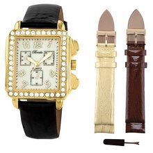 Breda 5172-gold.set Sarah Rectangular Rhinestone Encrusted Two Band Set
