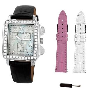 Breda 5172-silver.set Sarah Rectangular Rhinestone Encrusted Two Band Set