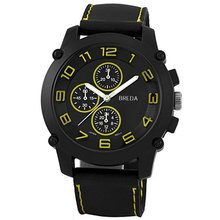 Breda 8135-Yellow Colton Black Bezel Yellow Accented Silicone