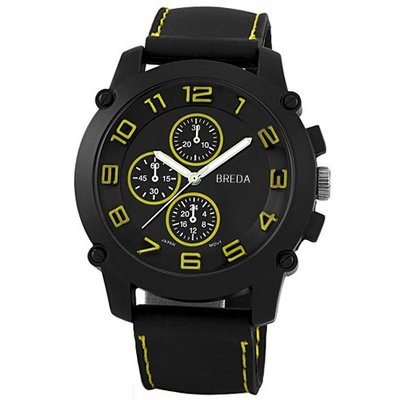 Breda 8135-Yellow Colton Black Bezel Yellow Accented Silicone