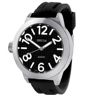 Breda 8137-black "Jaxon" Thick Bold Black Bezel Silicone Band