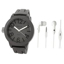 Breda 8137-grey.hp Jaxon Bold Bezel Silicone Band with Ear Buds Set