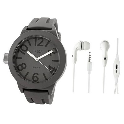 Breda 8137-grey.hp Jaxon Bold Bezel Silicone Band with Ear Buds Set