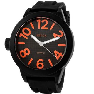 Breda 8137_orange "Jaxon" Thick Bold Black Bezel Silicone Band