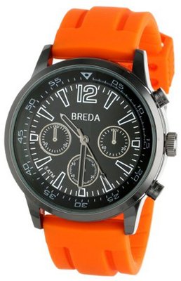 Breda 8150-Orange "Oliver" Orange Silicone and Silver-Tone