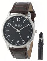 Breda 8169-setA "Andrew" Silver-Tone Set with Interchangeable Black and Brown Faux Leather Straps