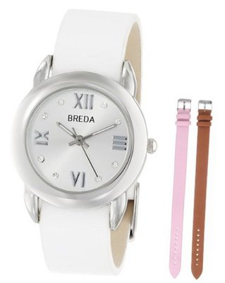 Breda 8174-setA "Nina" Silver-Tone Set with Four Interchangeable Faux Leather Bands