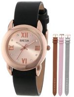 Breda 8174-setB "Nina" Rose Gold-Tone Set with Four Interchangeable Faux Leather Bands